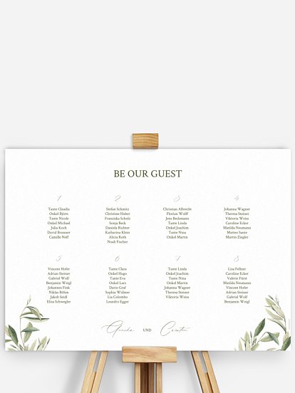 Sitzplan Plakat Elegant Olive