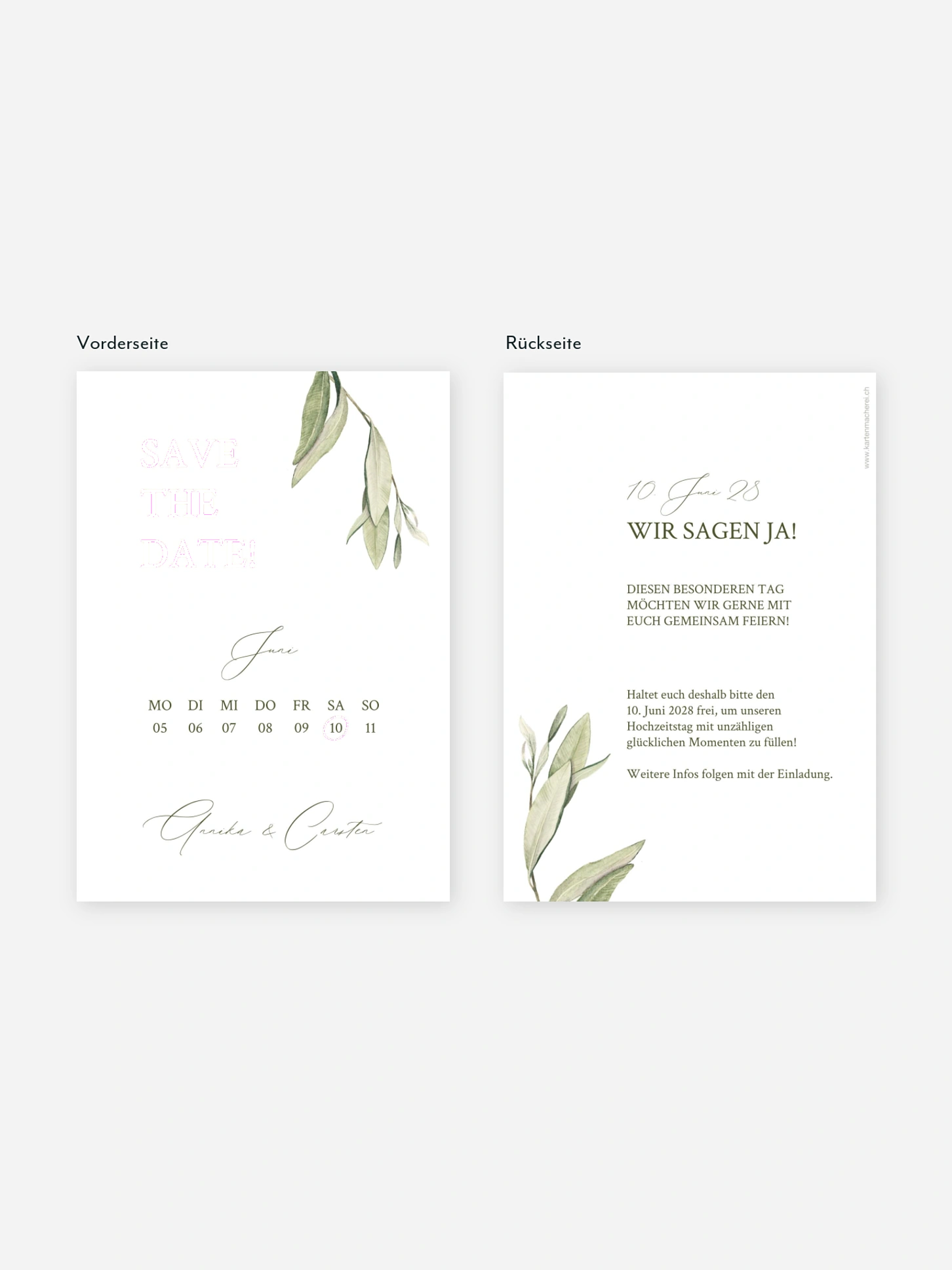 Save-the-Date Karte Elegant Olive
