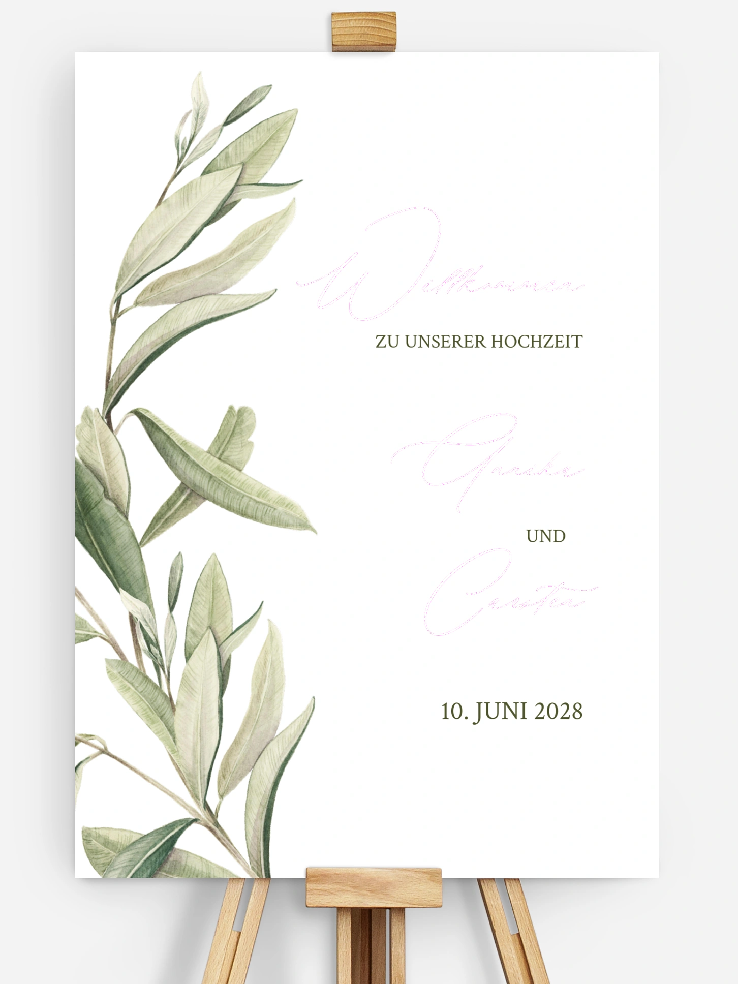 Willkommensschild Elegant Olive