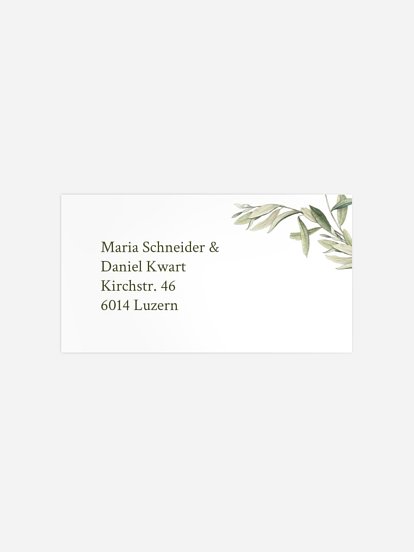 Empfängeraufkleber Hochzeit Elegant Olive