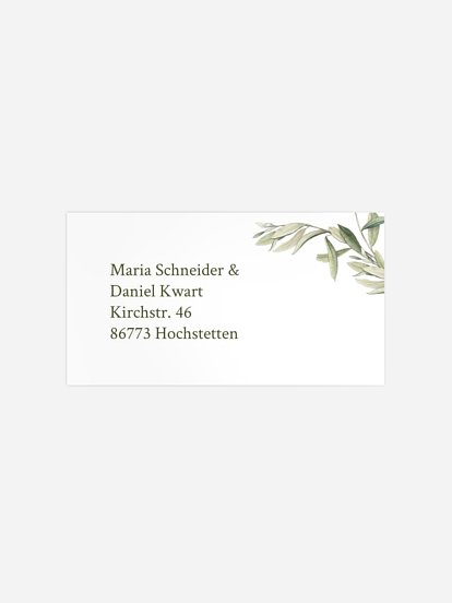 Empfängeraufkleber Hochzeit Elegant Olive