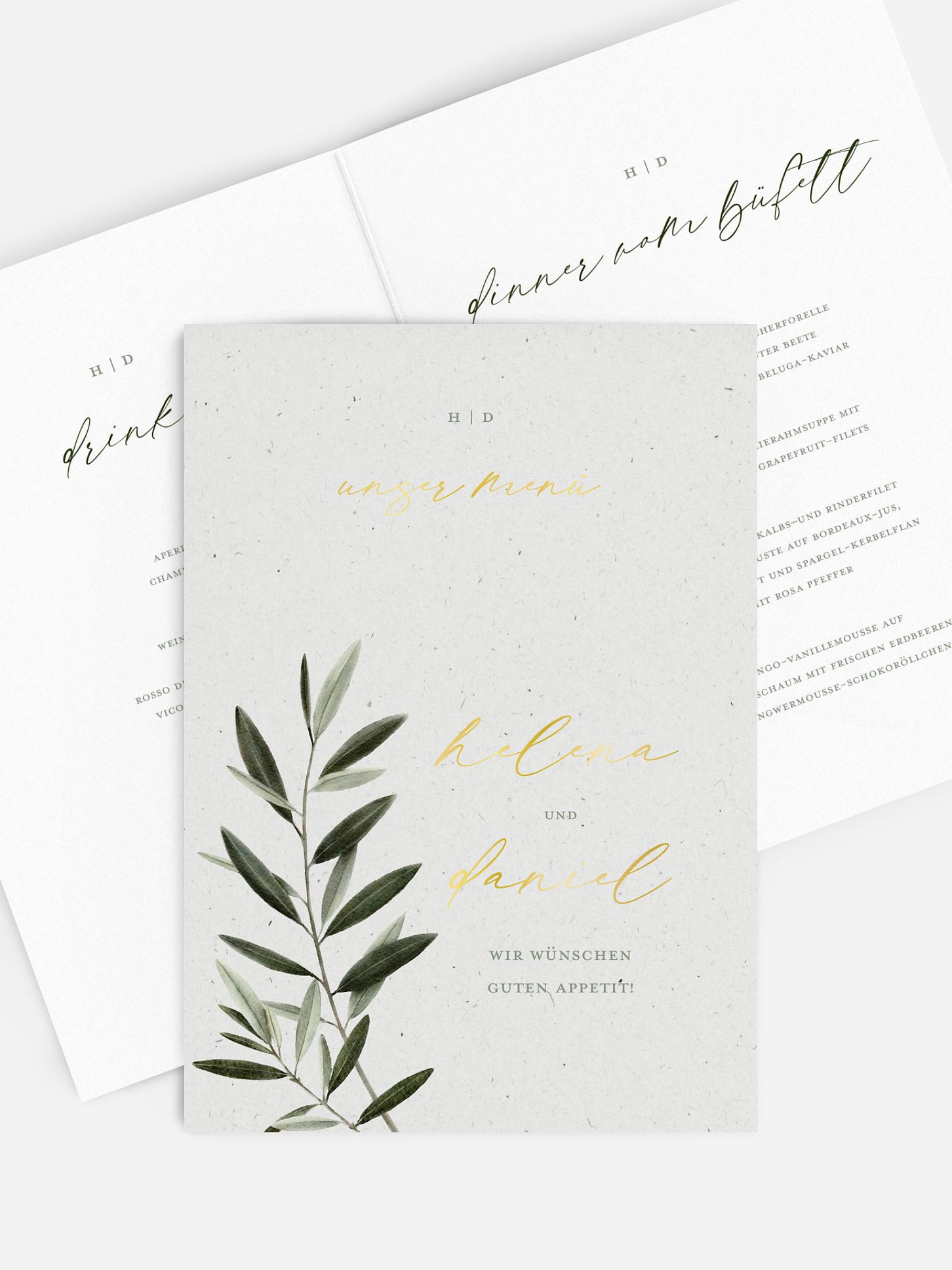Menükarte Hochzeit Scent of Olives