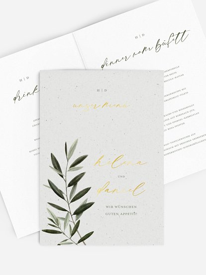 Menükarte Hochzeit Scent of Olives