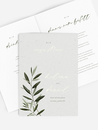 Menükarte Hochzeit Scent of Olives