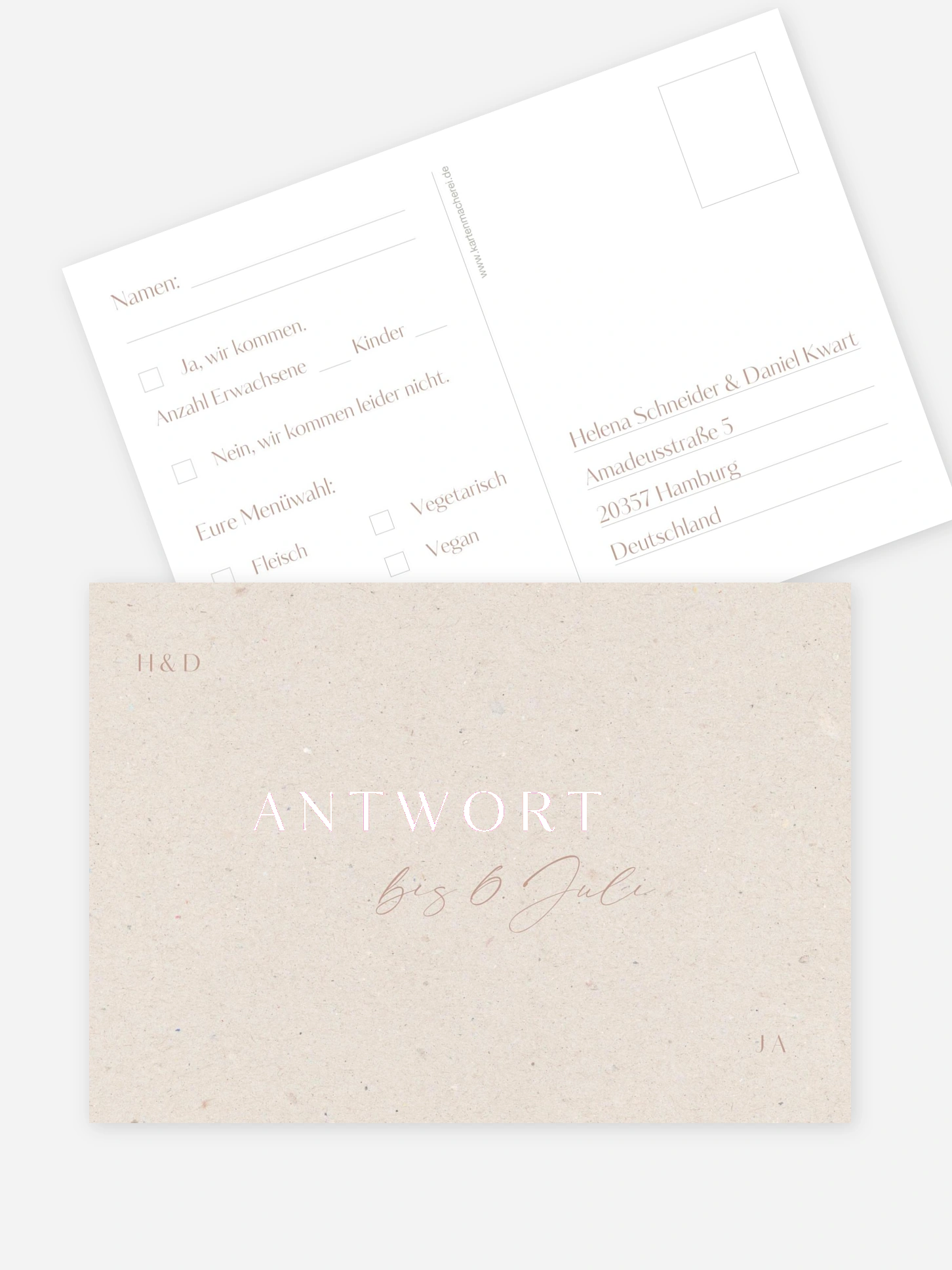 Antwortkarte Hochzeit Romance Letters