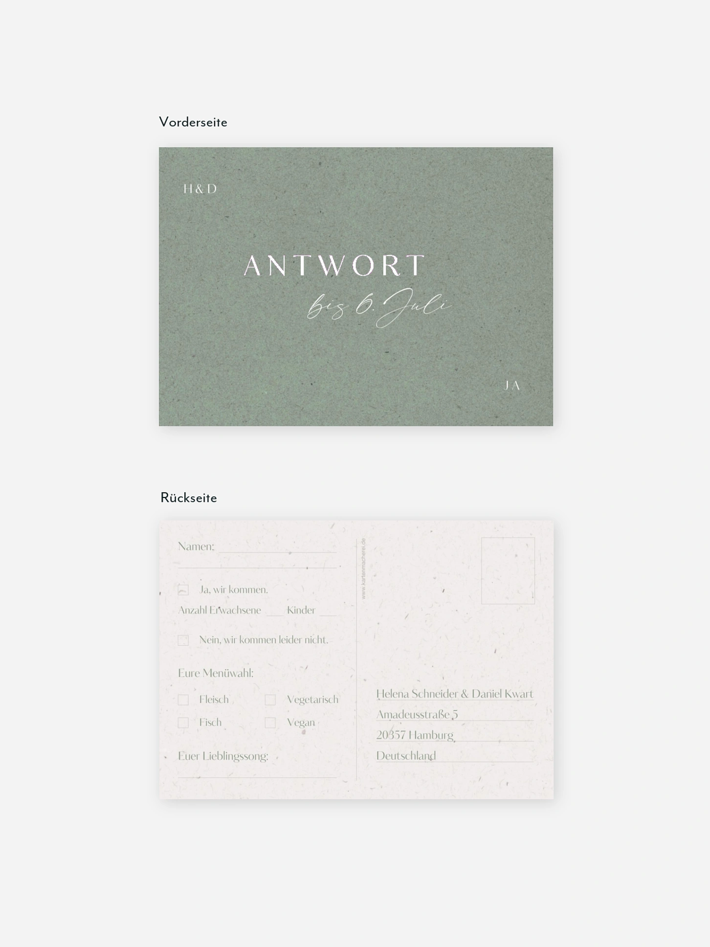 Antwortkarte Hochzeit Romance Letters