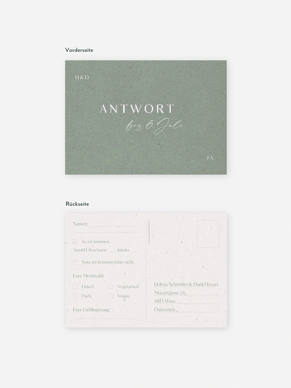 Antwortkarte Hochzeit Romance Letters