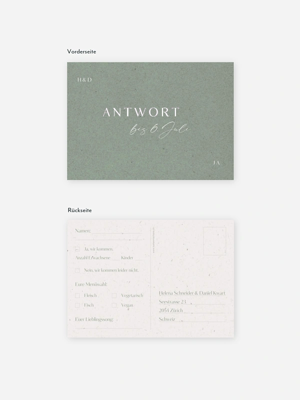 Antwortkarte Hochzeit Romance Letters