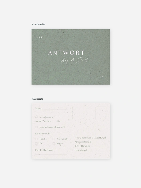 Antwortkarte Hochzeit Romance Letters