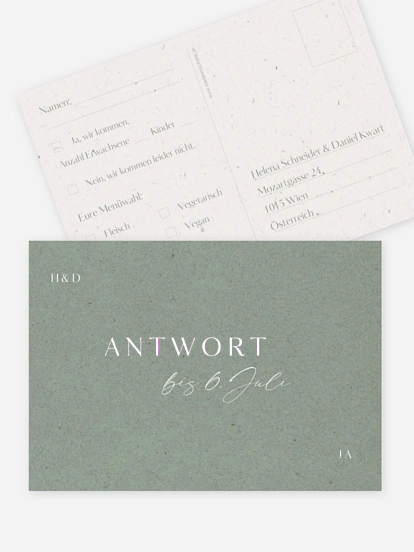 Antwortkarte Hochzeit Romance Letters