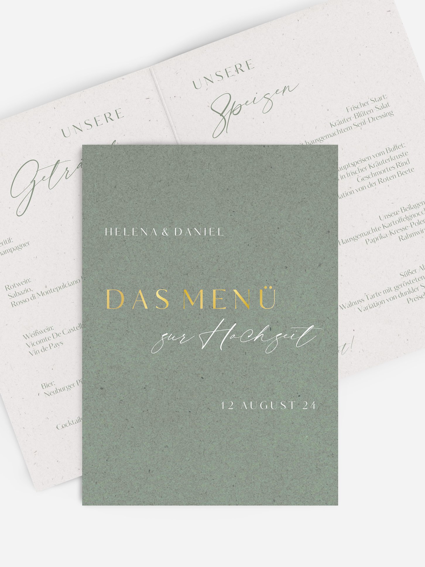 Menükarte Hochzeit Romance Letters