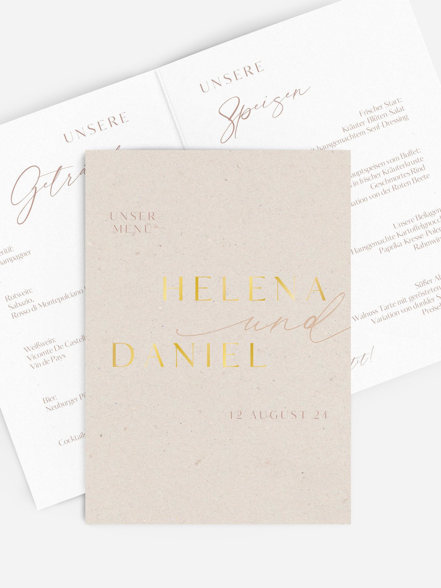 Menükarte Hochzeit Romance Letters