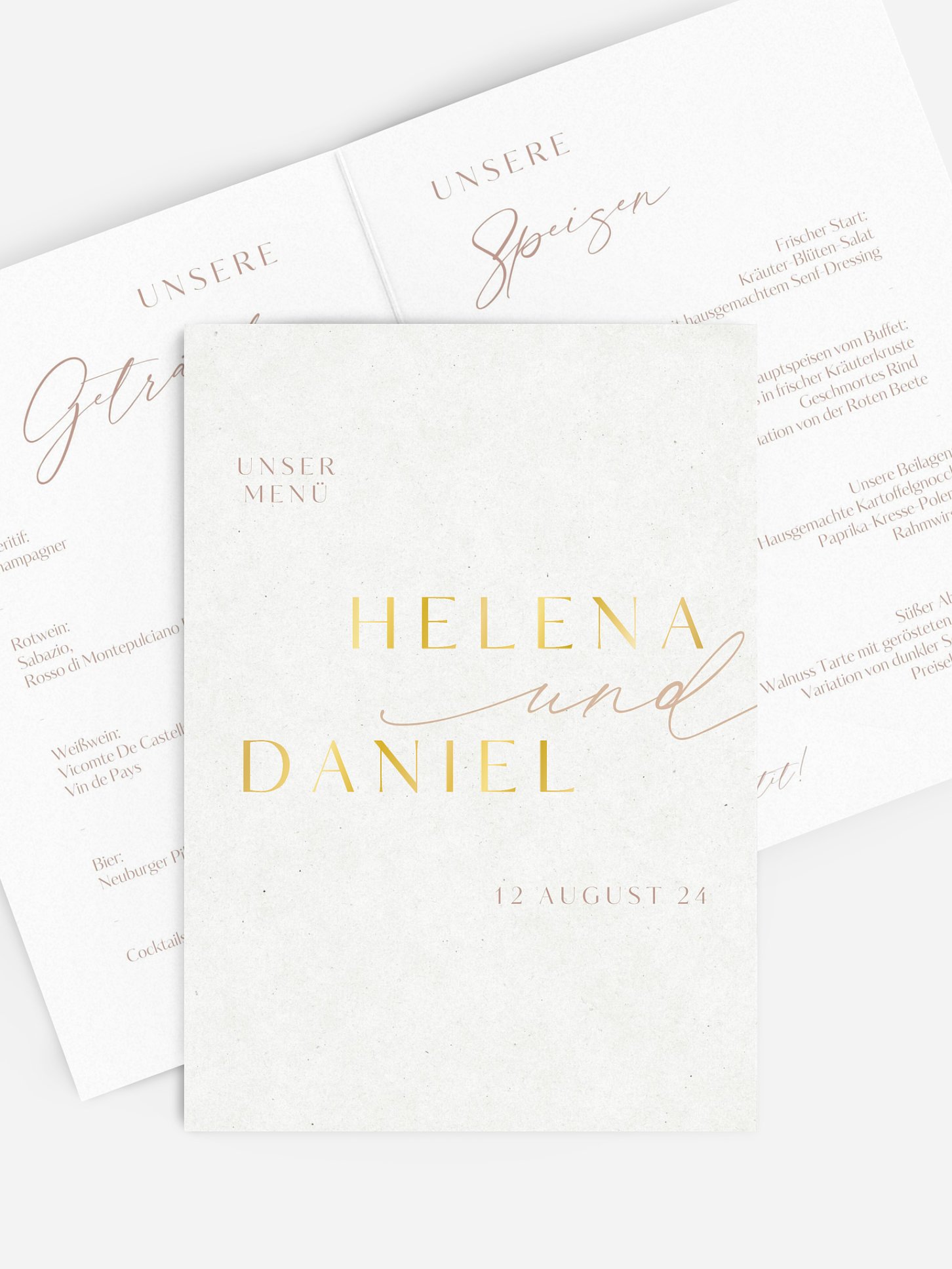 Menükarte Hochzeit Romance Letters