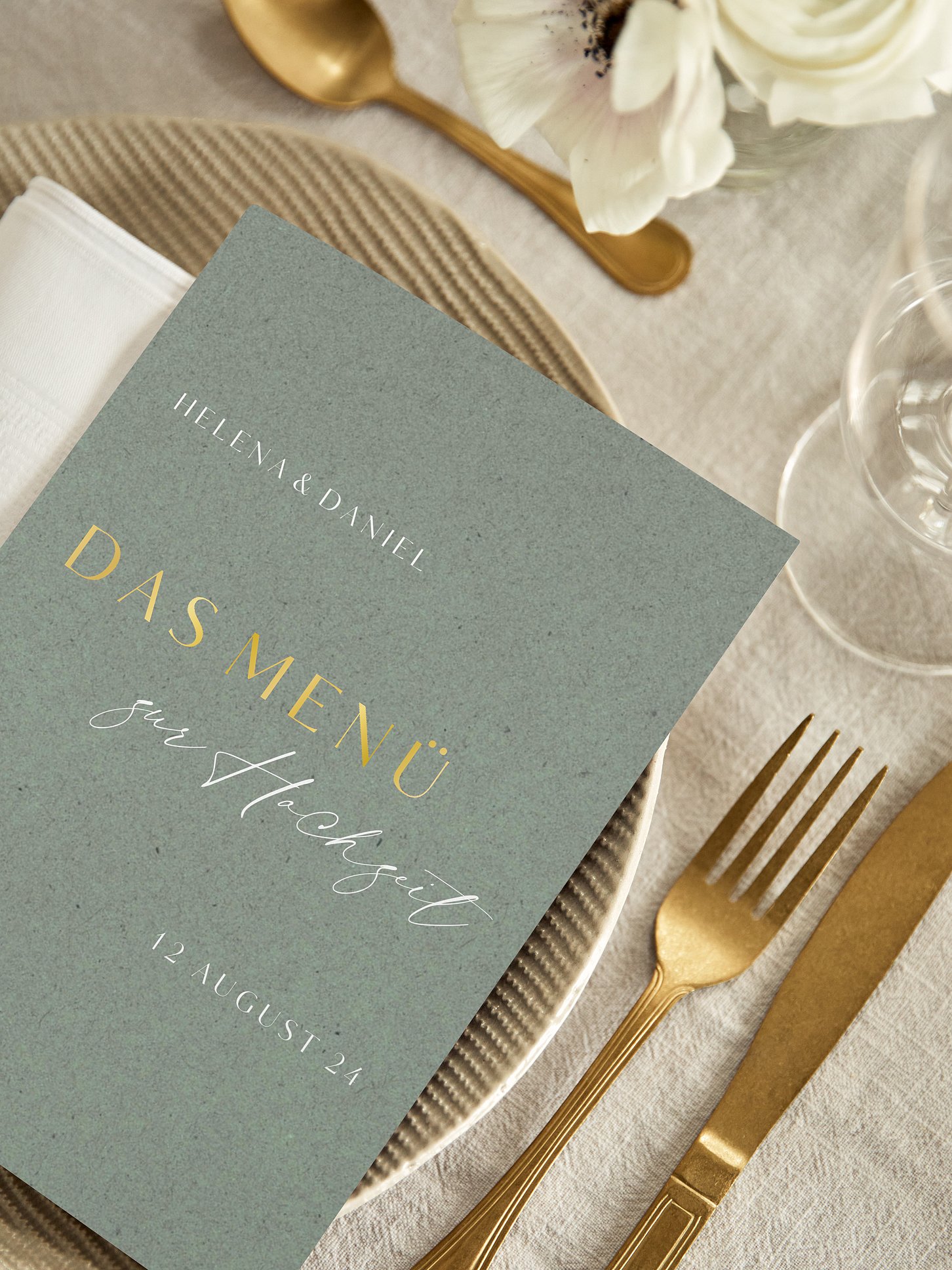 Menükarte Hochzeit Romance Letters