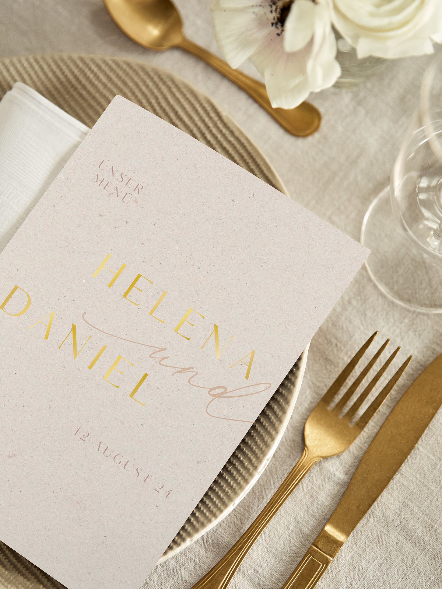 Menükarte Hochzeit Romance Letters