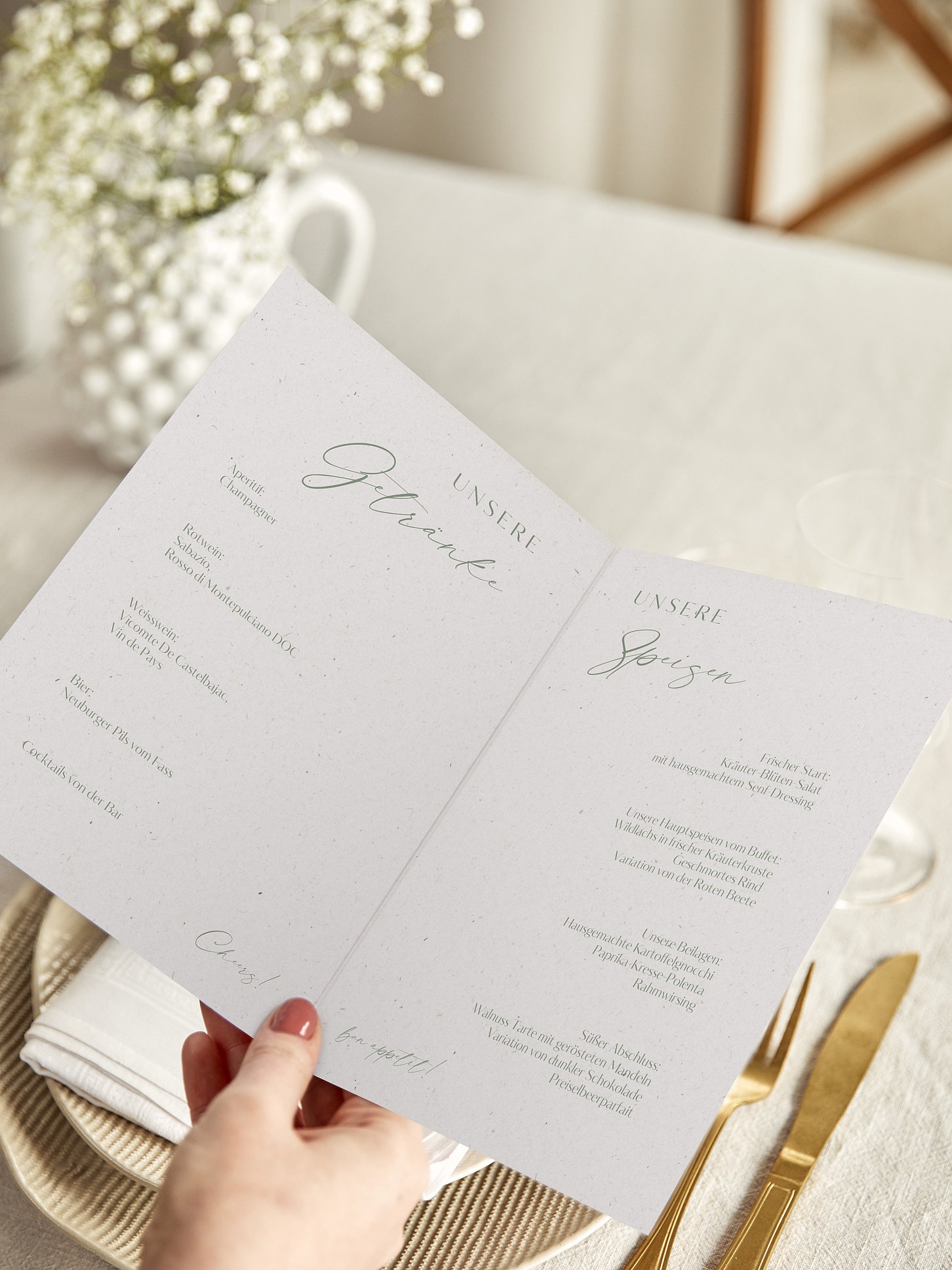 Menükarte Hochzeit Romance Letters