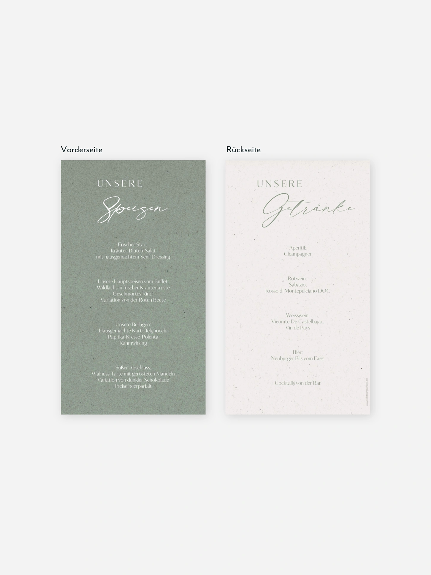 Menükarte Hochzeit Romance Letters
