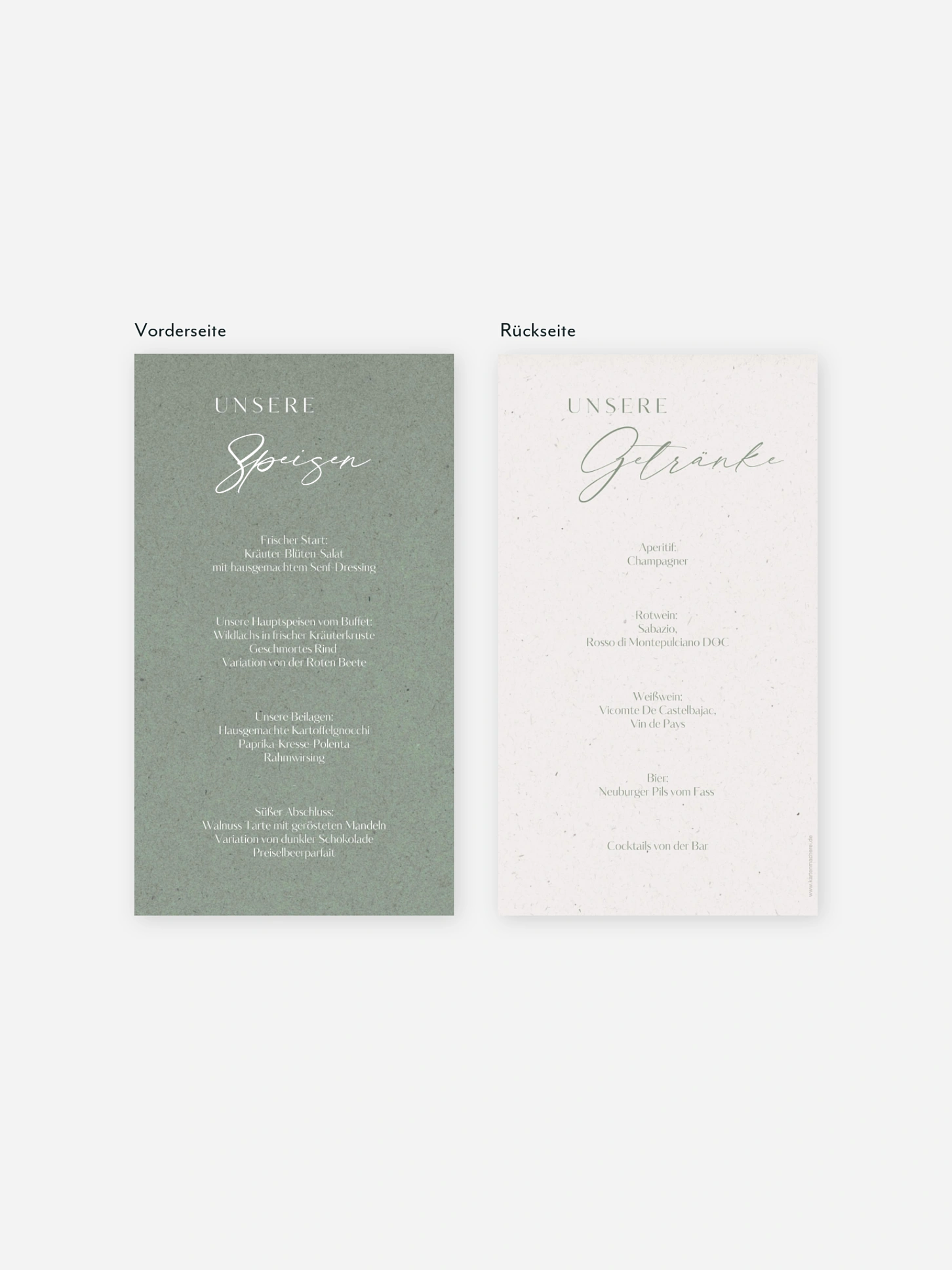 Menükarte Hochzeit Romance Letters