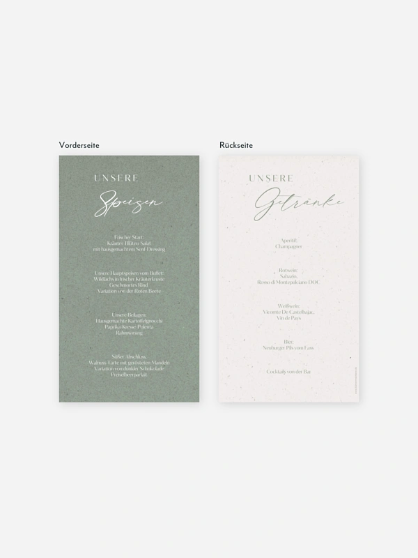 Menükarte Hochzeit Romance Letters