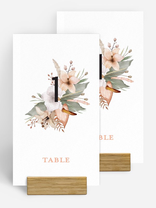 Numéro de table mariage Idylle florale
