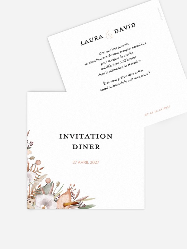 Carton d'invitation Idylle florale