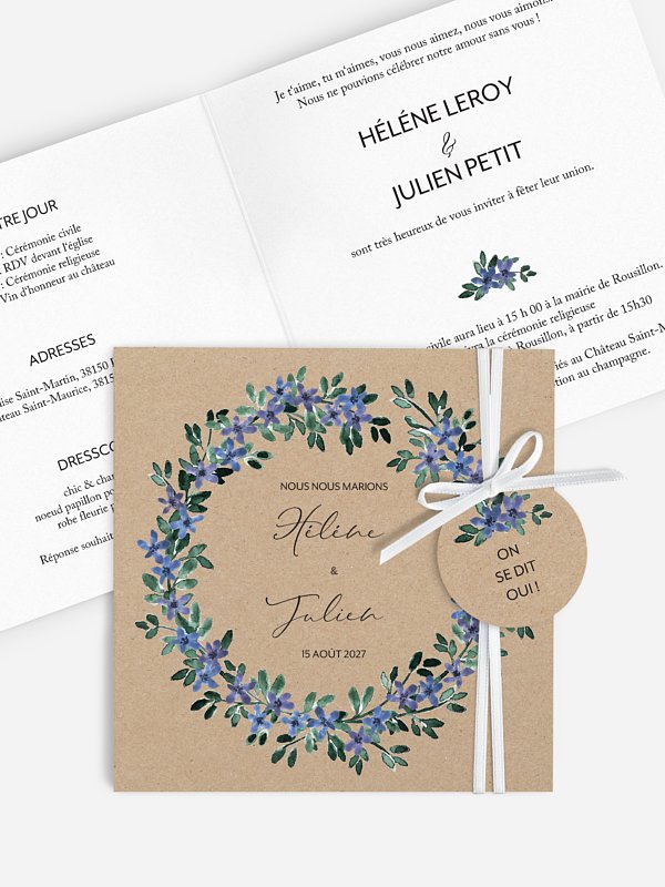 Faire Part De Mariage Ronde De Bleuets