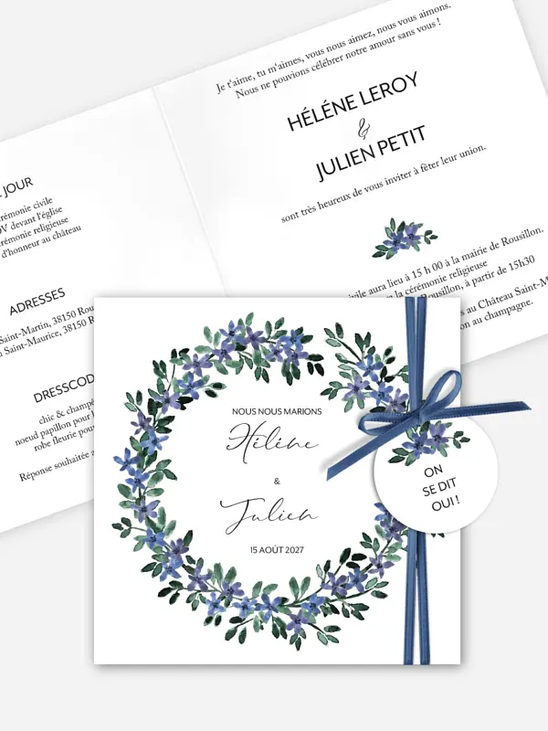 Faire-part de mariage Ronde de bleuets