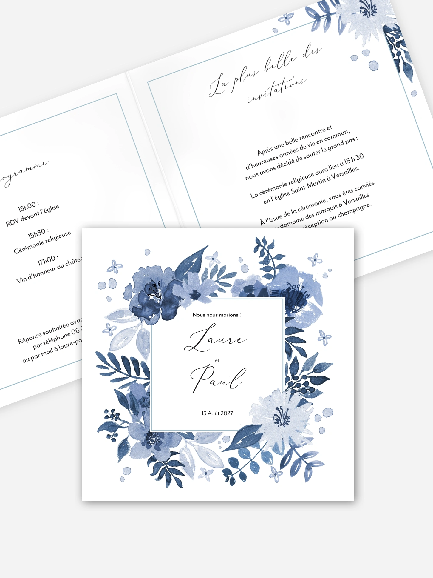 Faire-part de mariage Blue Garden