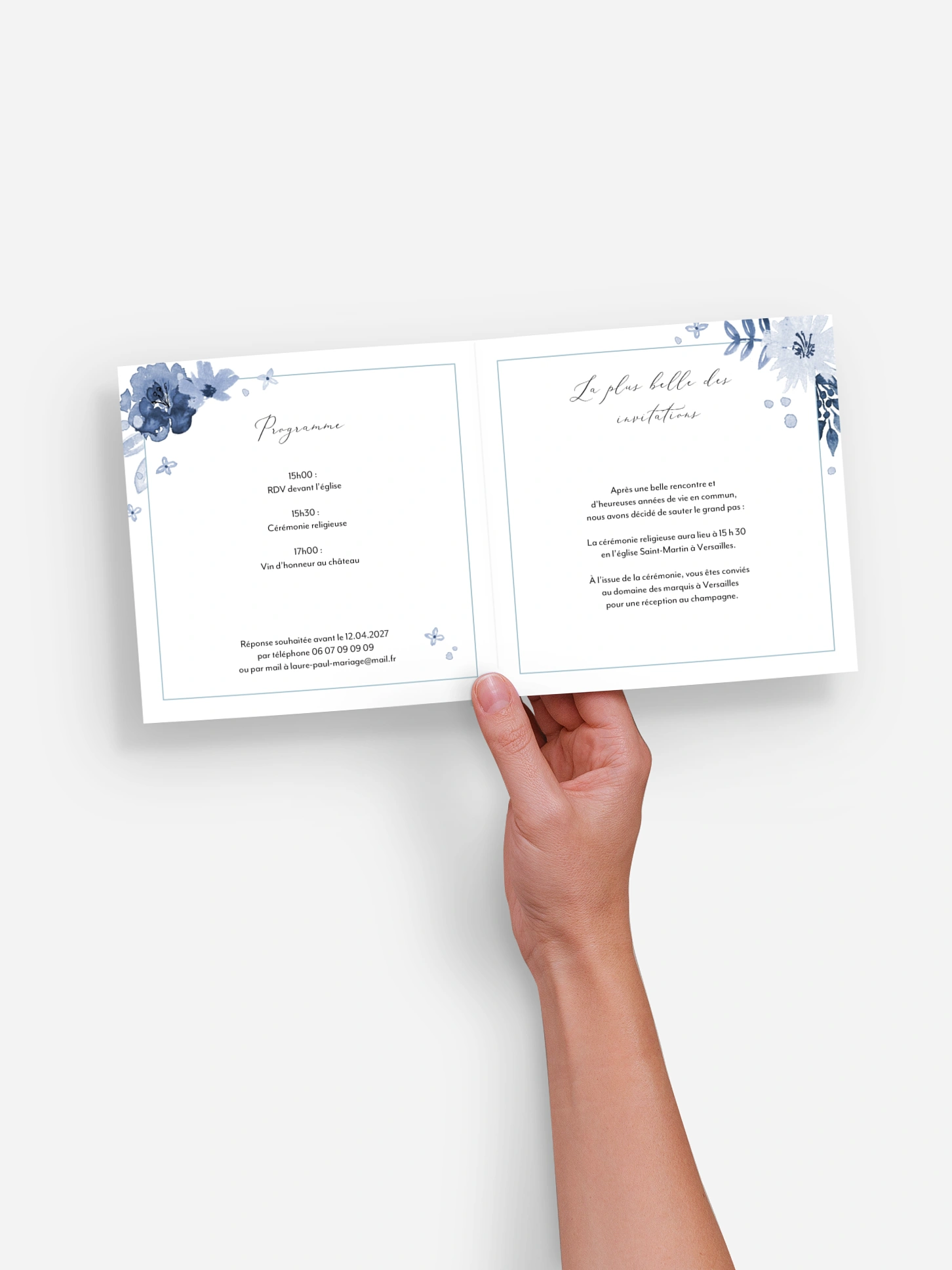 Faire-part de mariage Blue Garden