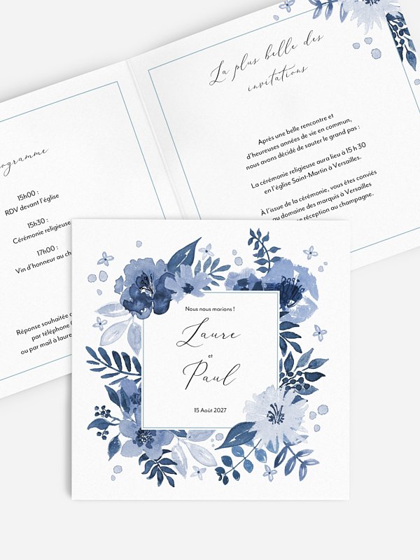 Faire-part de mariage Blue Garden