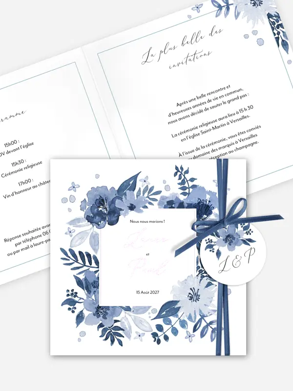 Faire-part de mariage Blue Garden