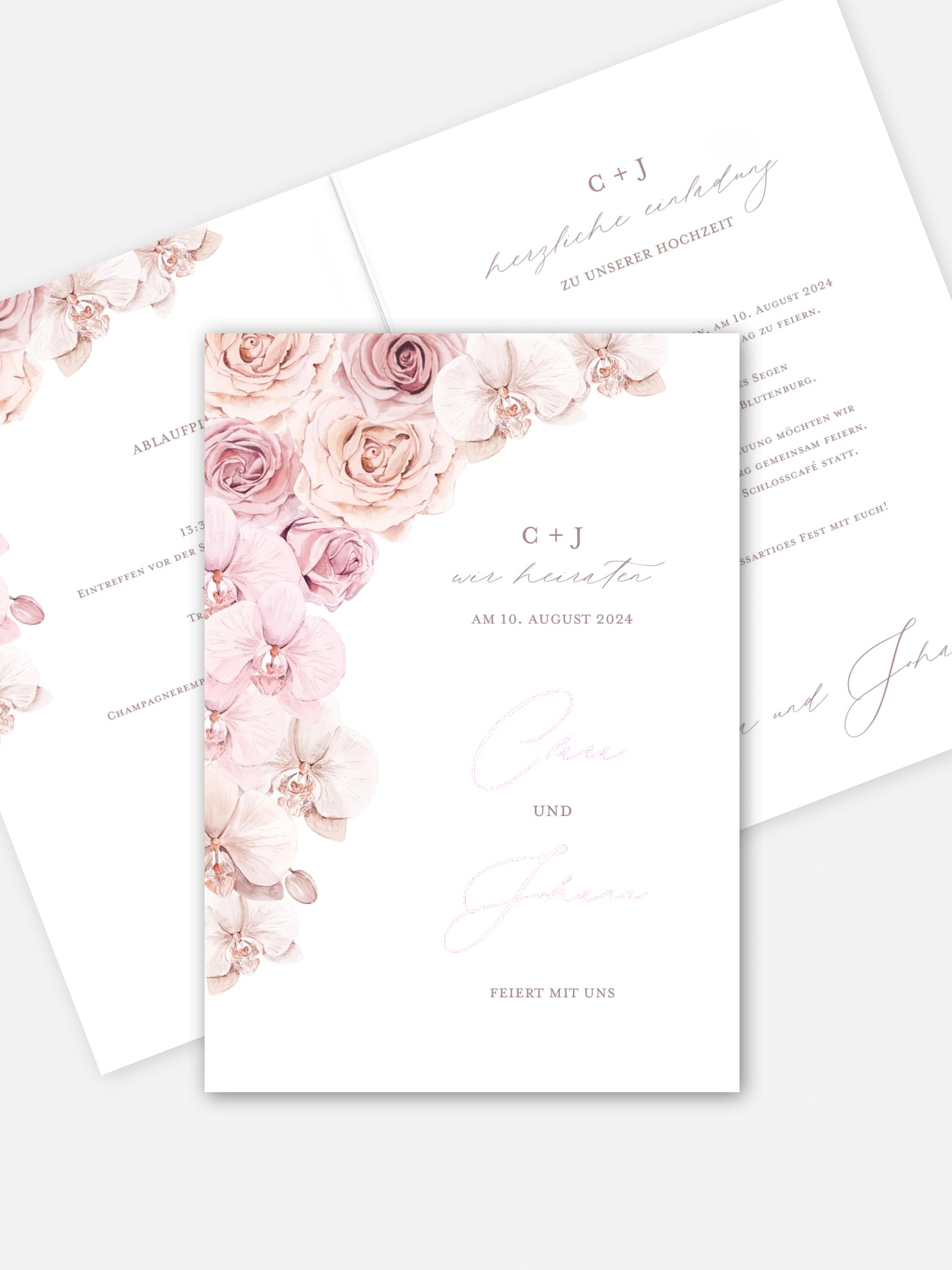 Hochzeitseinladung Pink Orchid