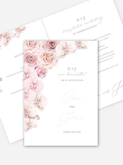 Hochzeitseinladung Pink Orchid