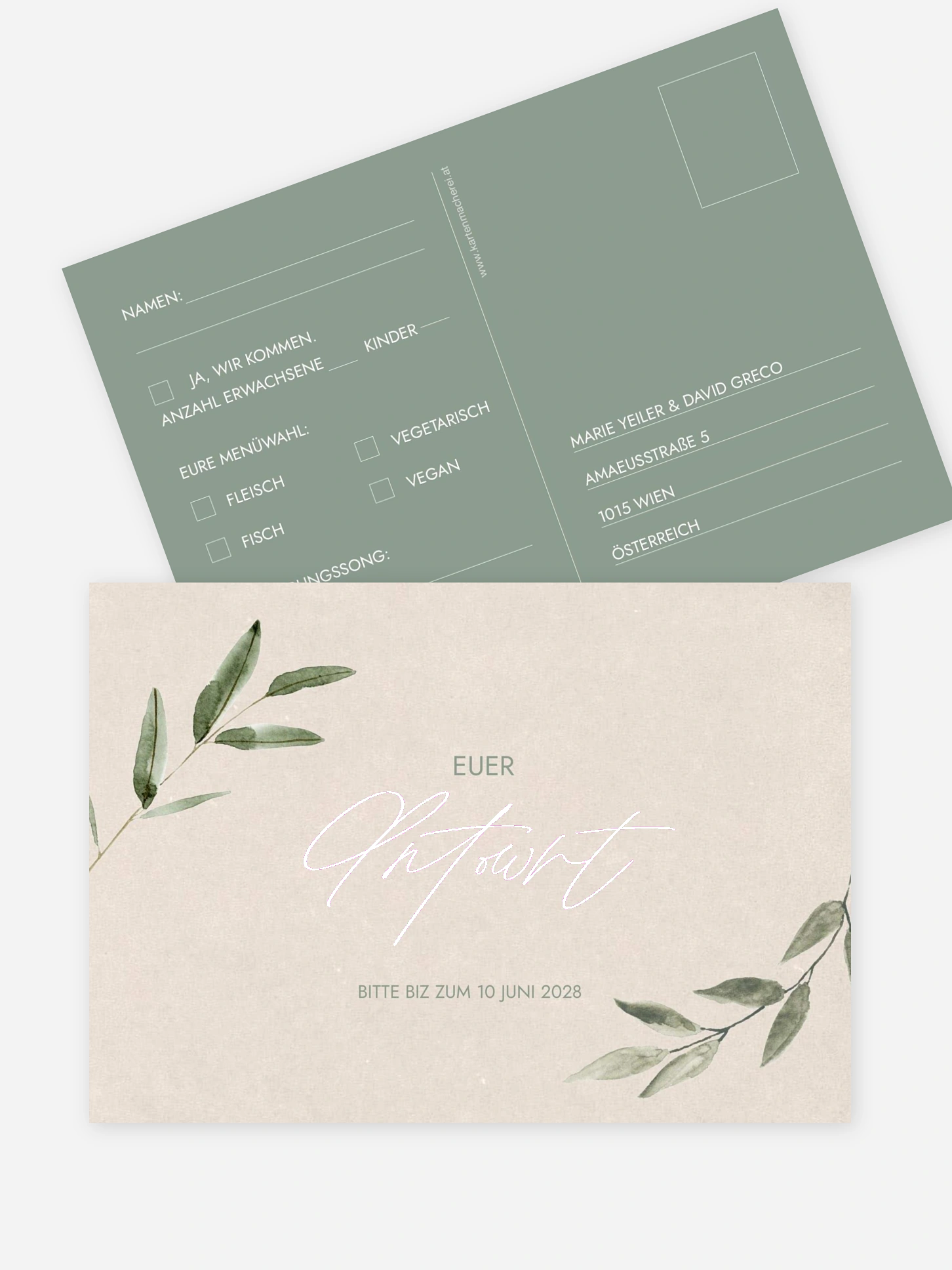 Antwortkarte Hochzeit Green Dream