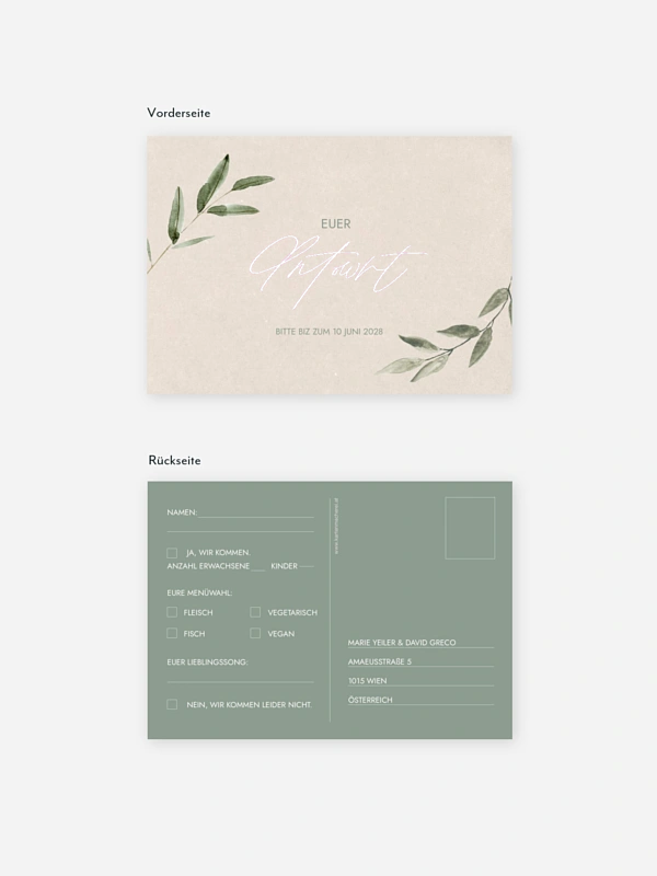 Antwortkarte Hochzeit Green Dream