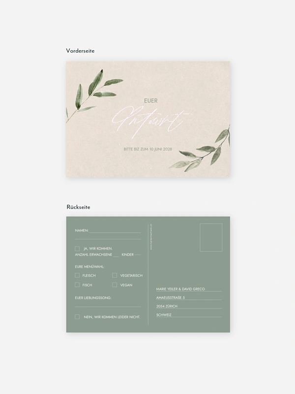 Antwortkarte Hochzeit Green Dream