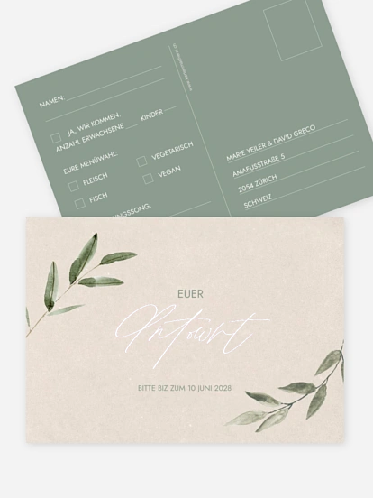 Antwortkarte Hochzeit Green Dream