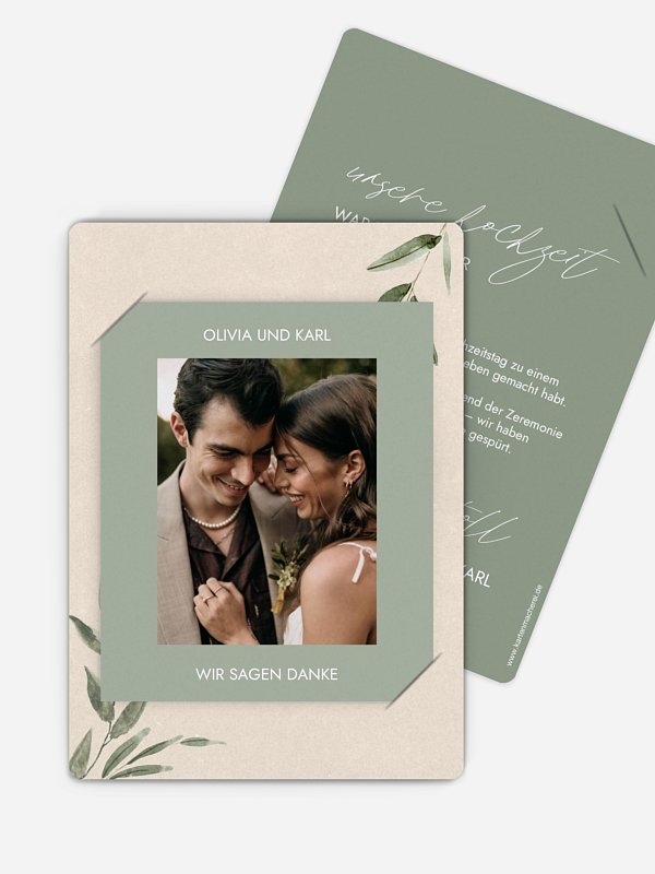 Dankeskarte Hochzeit Green Dream