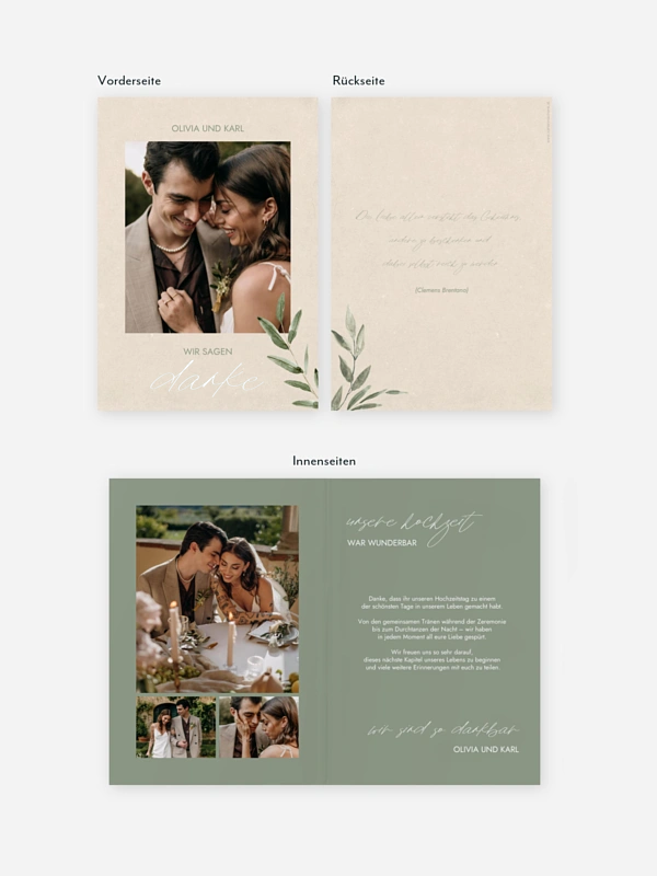 Dankeskarte Hochzeit Green Dream