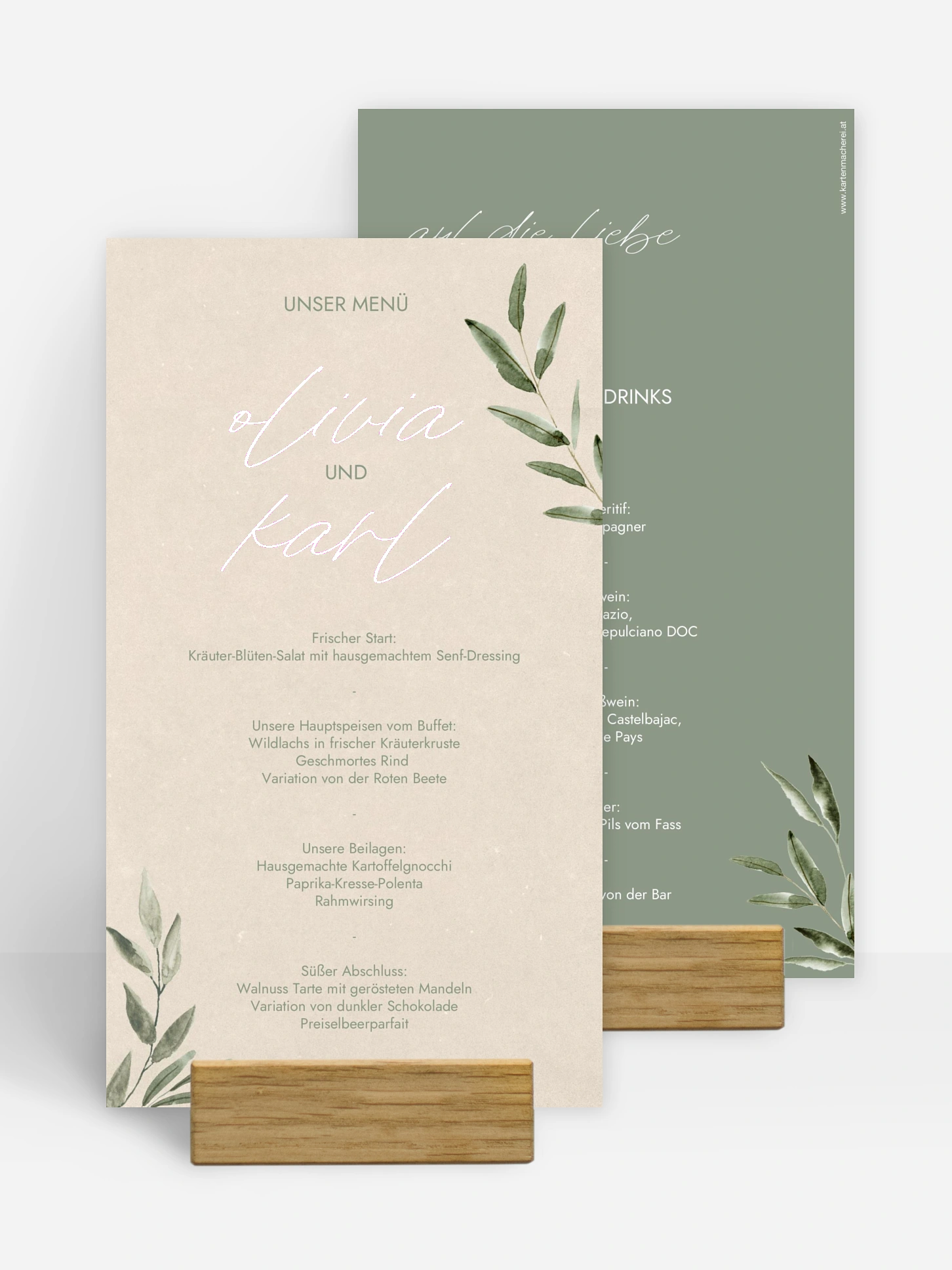 Menükarte Hochzeit Green Dream