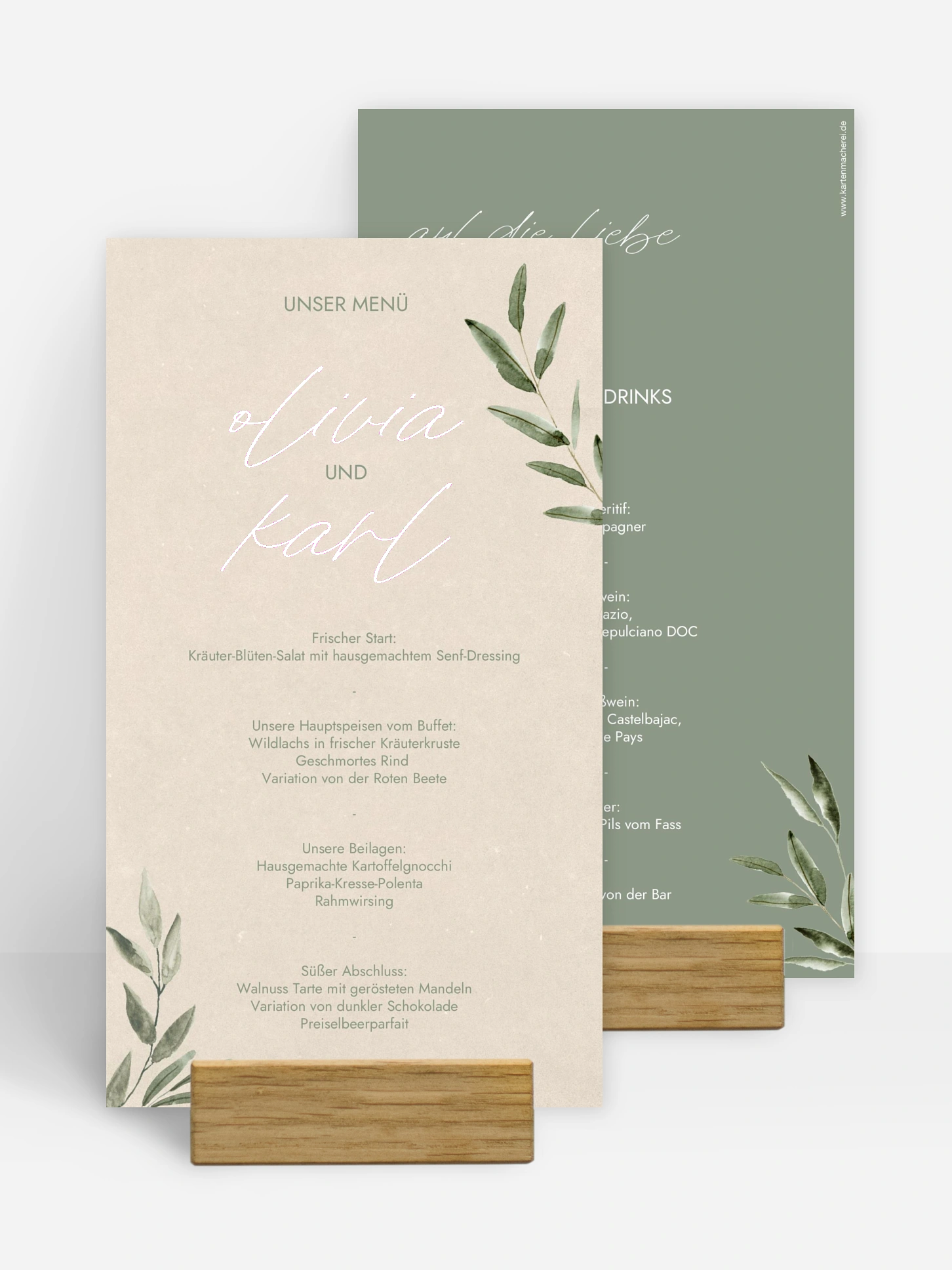 Menükarte Hochzeit Green Dream