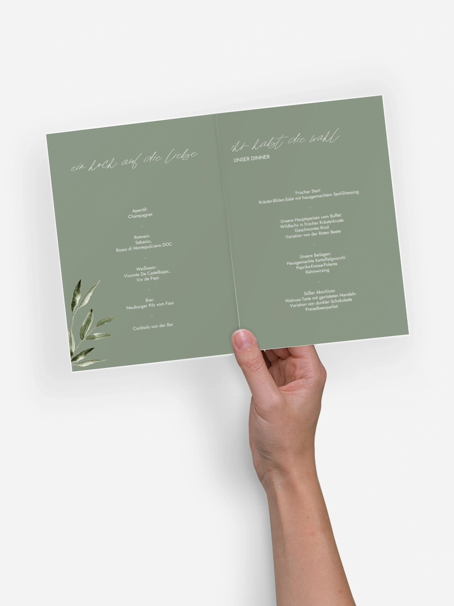 Menükarte Hochzeit Green Dream