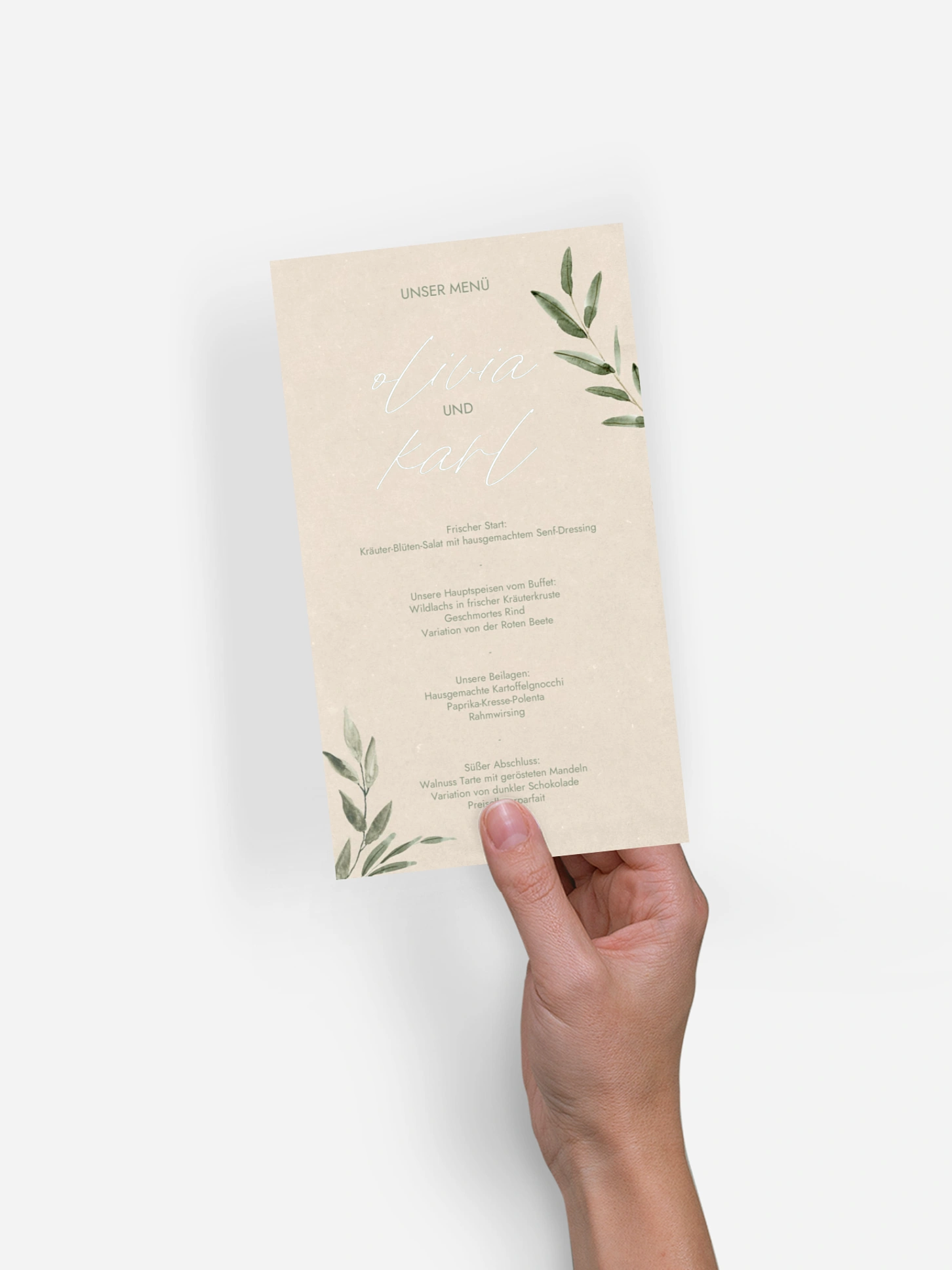Menükarte Hochzeit Green Dream