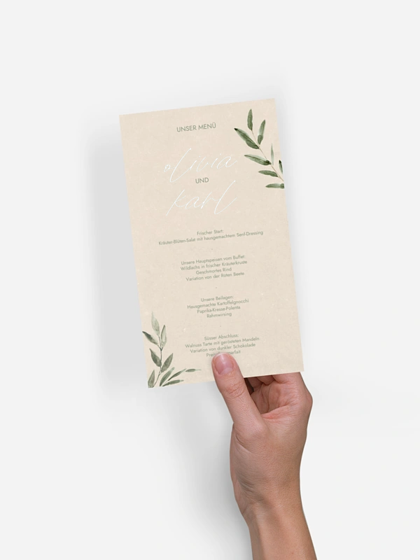 Menükarte Hochzeit Green Dream