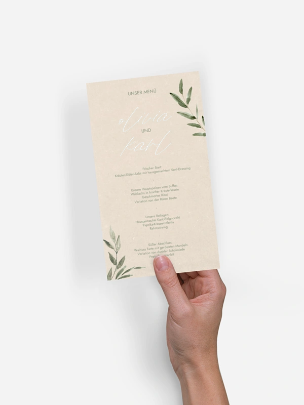 Menükarte Hochzeit Green Dream