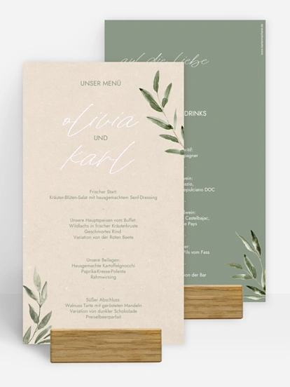 Menükarte Hochzeit Green Dream
