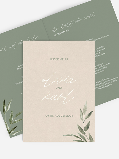 Menükarte Hochzeit Green Dream