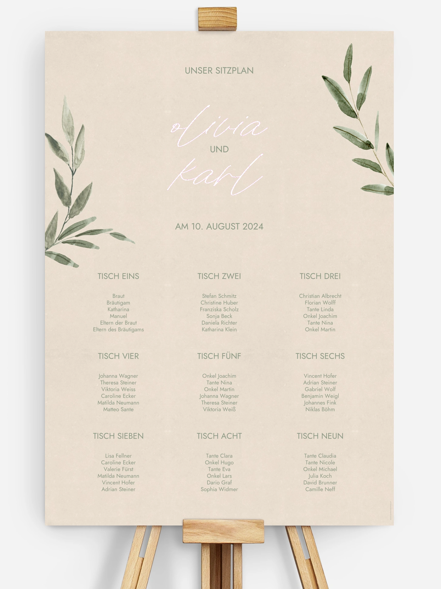 Sitzplan Plakat Green Dream