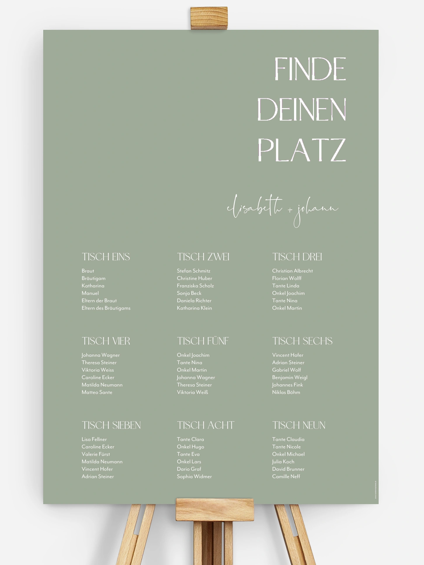 Sitzplan Plakat The Big Day