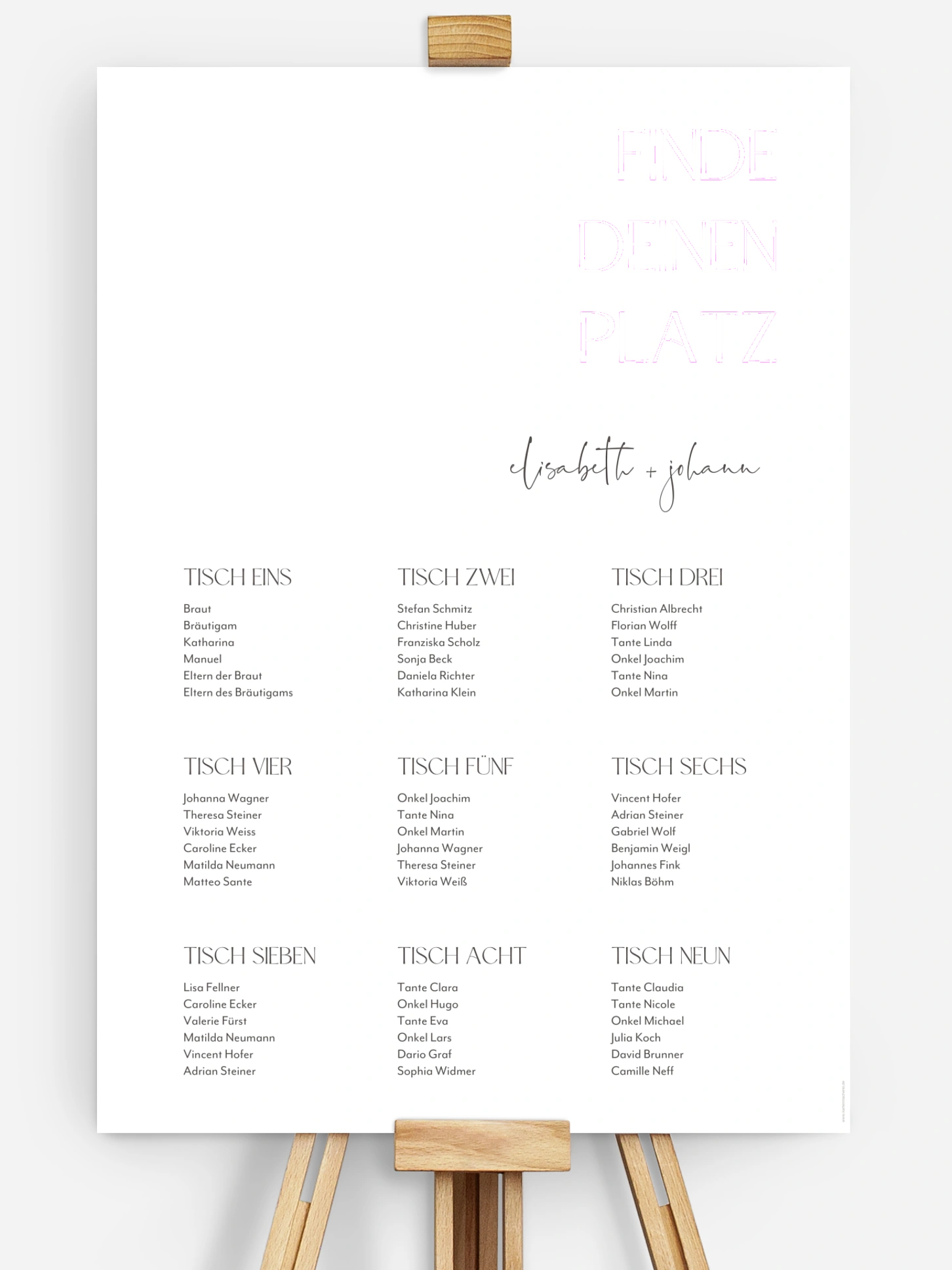 Sitzplan Plakat The Big Day